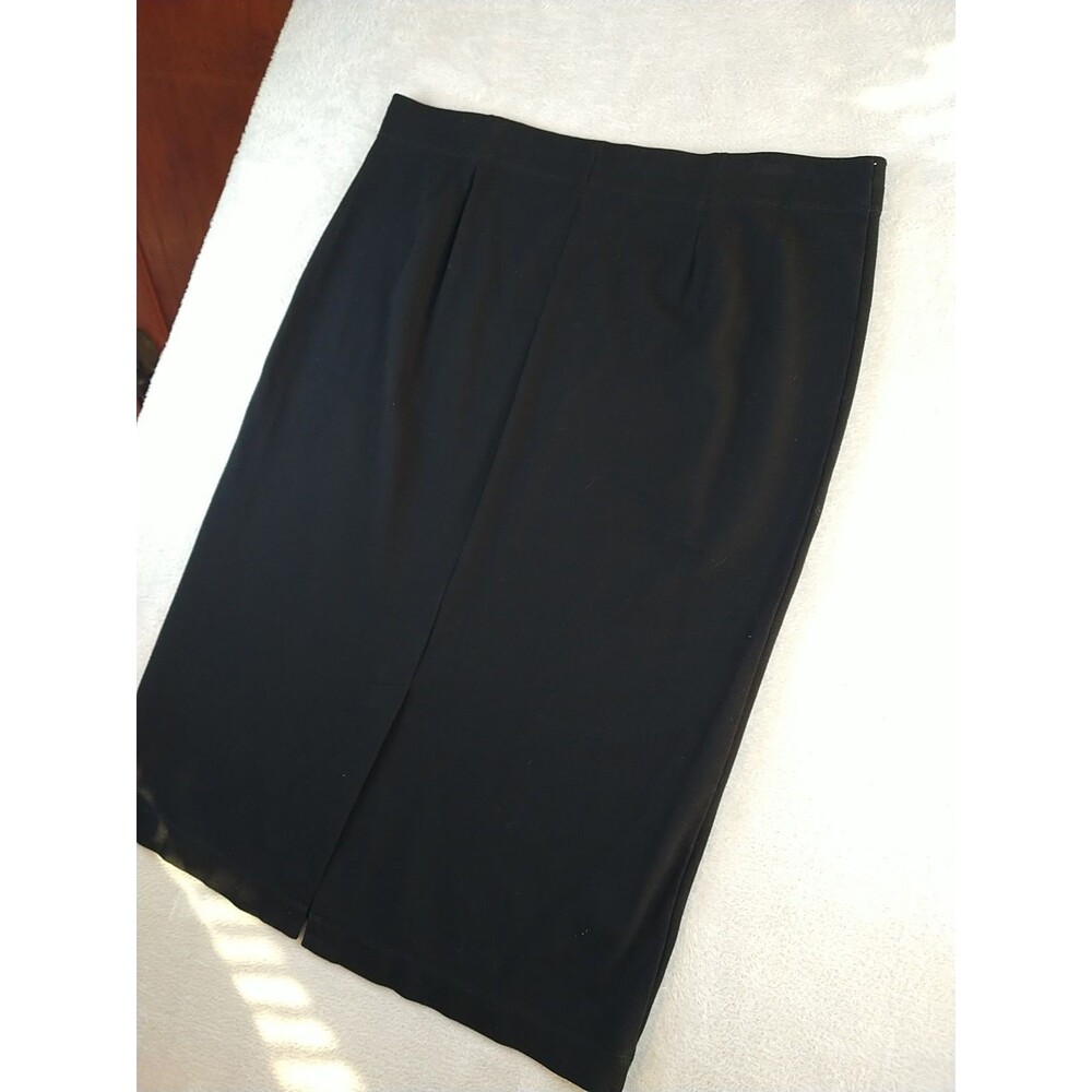 Eileen Fisher Black Pencil Midi Skirt Women's XL Knit Pull on Career System Piec - Picture 11 of 12